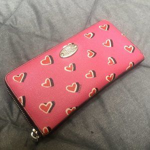 Cute COACH heart large wallet